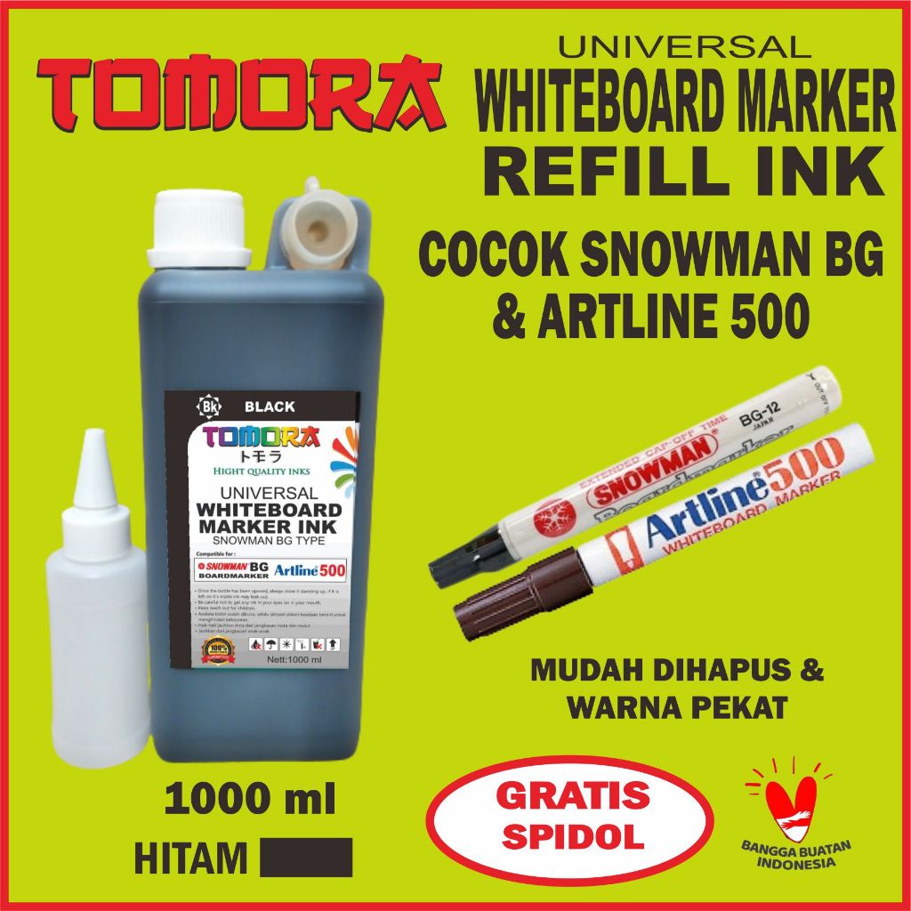 

Tinta Spidol Whiteboard Tomora 1 liter (Mudah dihapus) khusus untuk isiulang Snowman BG