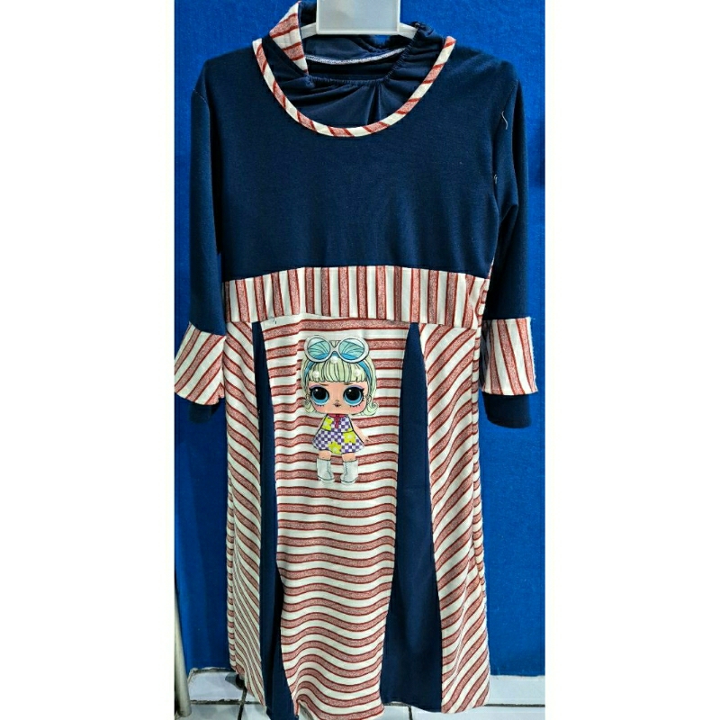 [SALE] MUSLIM ANAK CEWEK GAMBAR L.O.L WARNA NAVY BLUE | MUSLIM ANAK PEREMPUAN GAMBAR LOL WARNA NAVY 