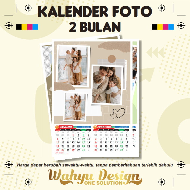 

KALENDER DINDING 2025 - FREE FOTO - 2 BULANAN (6 lembar + Free Klem Seng)