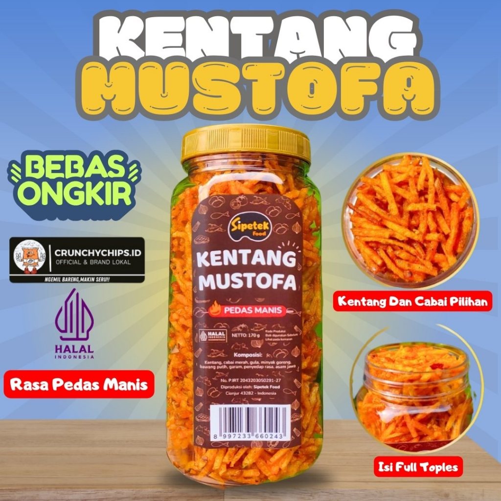 

Kentang Mustofa Balado Pedas Manis Gurih Renyah Crispy Halal Tanpa Bahan Pengawet Kemasan Toples