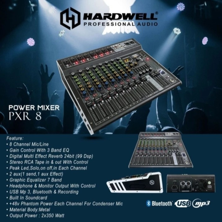 Power Ampli 700watt Mixer HARDWELL PXR 8 Channel PXR8 Equalizer Original