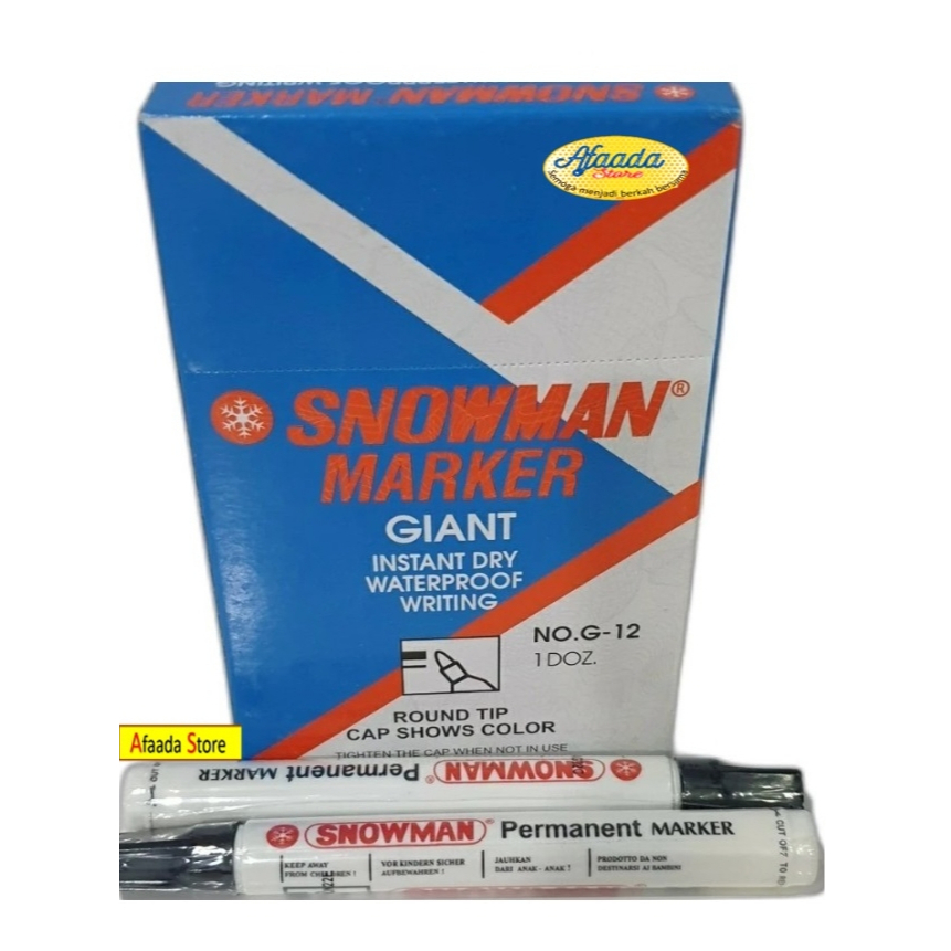 

Spidol Snowman Permanent Marker BG12 HITAM / BIRU / MERAH
