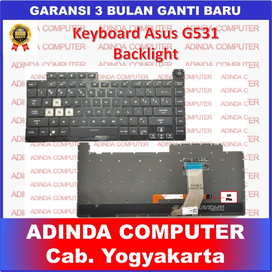 Keyboard Asus ROG Strix Scar III G531 G531G G531GV G531GD RGB Backlight 16 Pin