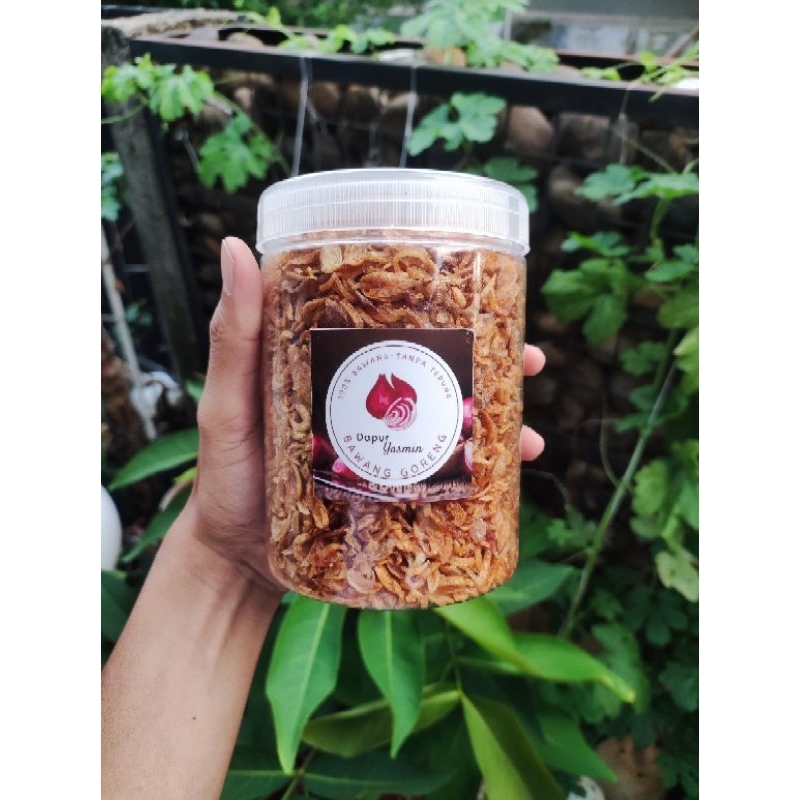 

Bawang Goreng Premium 100% Bawang Asli Tanpa Tepung Kemasan Toples 800ml (berat bersih 200gr)