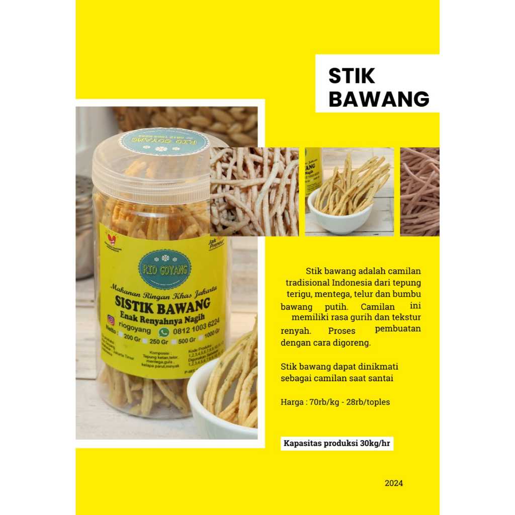 

Stik Bawang RIO GOYANG Kemasan Toples 250Gr