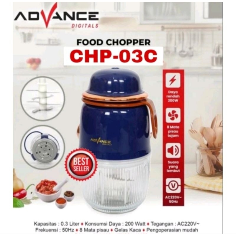 Advance Blender Chopper Mini CHP-03C Chopper Advance Mencincang Daging, Sayuran atau Bumbu Masakan B