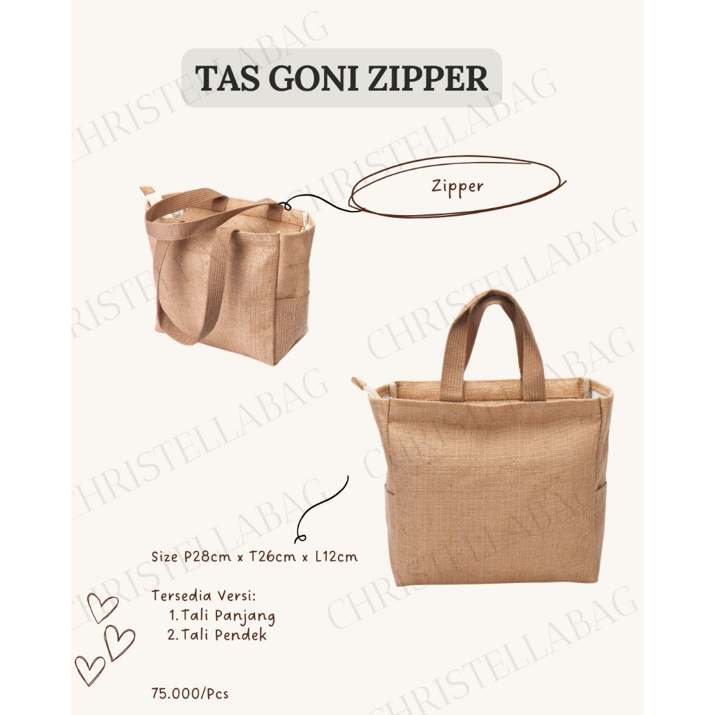 Tas Goni Zipper| Tas Goni Premium | Tas Goni Tali Panjang | Tas Goni Tali Pendek | Tote Goni