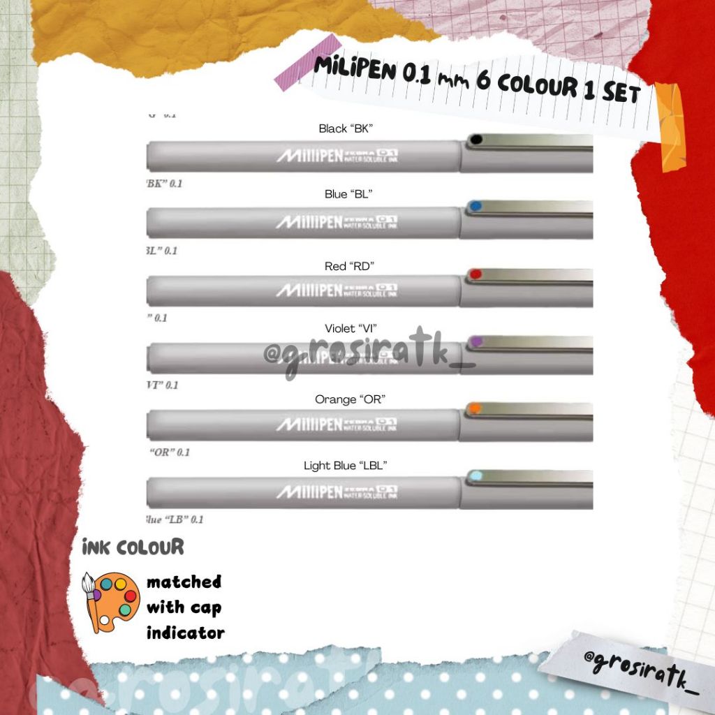 

Zebra MILIPEN 0.1 mm 6 COLOUR 1 Set