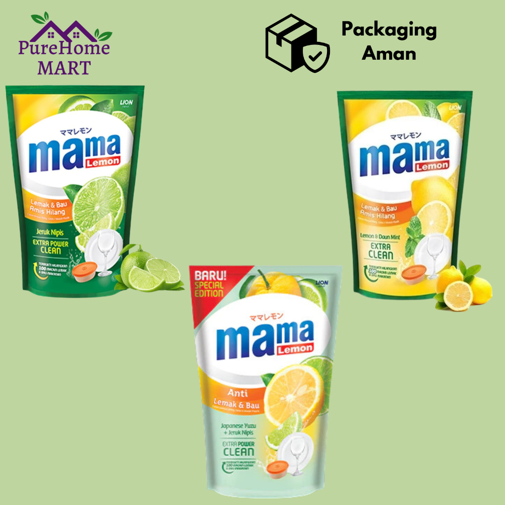 Mama Lemon Sabun Cuci Piring - Jeruk Nipis/Lemon & Daun Mint/Yuzu & Jeruk Nipis - 680 ML