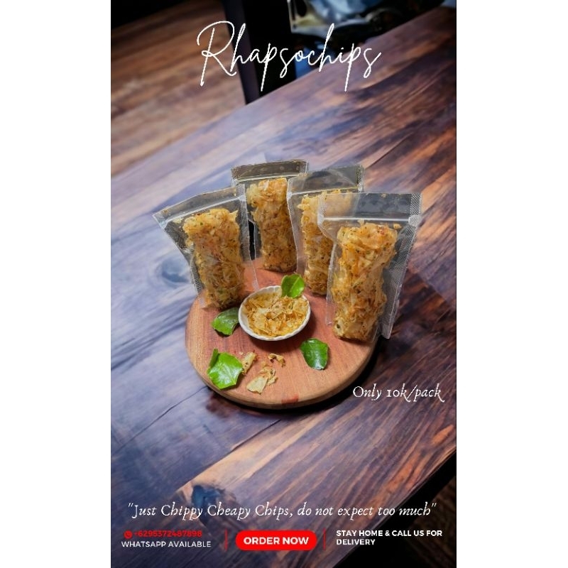 

RHAPSOCHIPS (keripik singkong renyah ga keras)