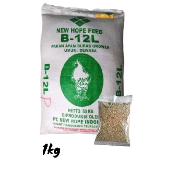 Repack 1kg B12L NEW HOPE FEEDB Pakan Ayam Buras  Grower Pur Ayam B-12L Penampungan