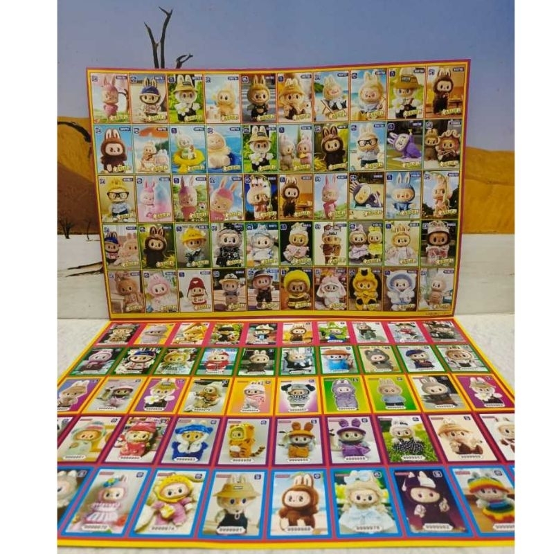 mainan gambaran poster karakter labubu isi 50kartu gambar mainan anak sd /gambar apung / gambaran te