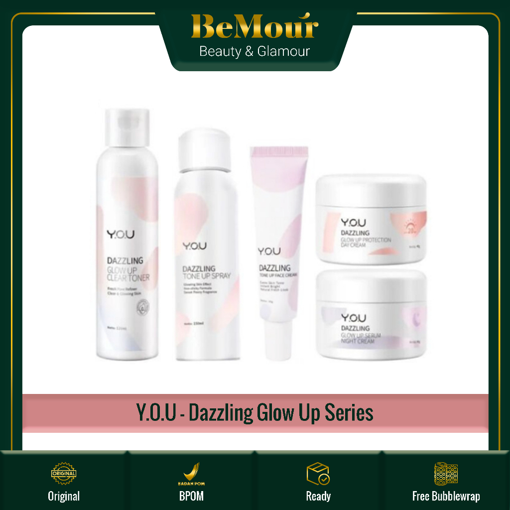 Y.O.U - DAZZLING GLOW UP SERIES - Facial Foam | Clear Toner | Tone Up Face Cream | Day & Night Cream