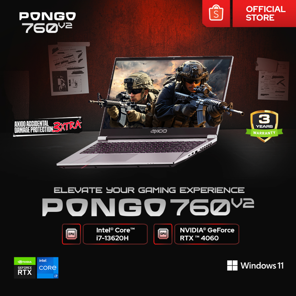 PONGO GAMING Pongo 760 v2 Intel Core i7-13620H/16GB/512GB/RTX 4060/FHD IPS 100% Colour Gamud 144Hz -