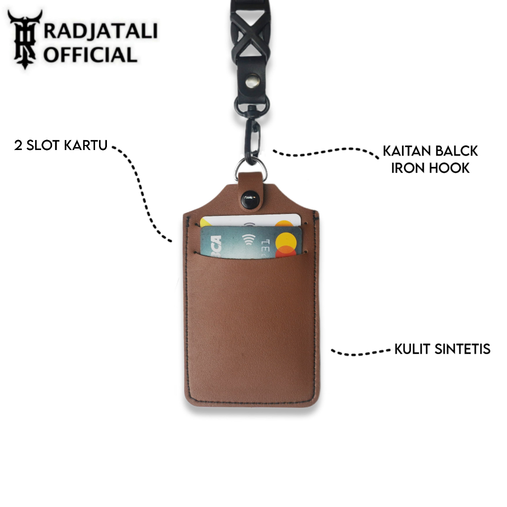 

ID [K5] LANYARD KULIT HOLDER ID CARD CUSTOM NAMA GRAFIR LEATHER - BROWN