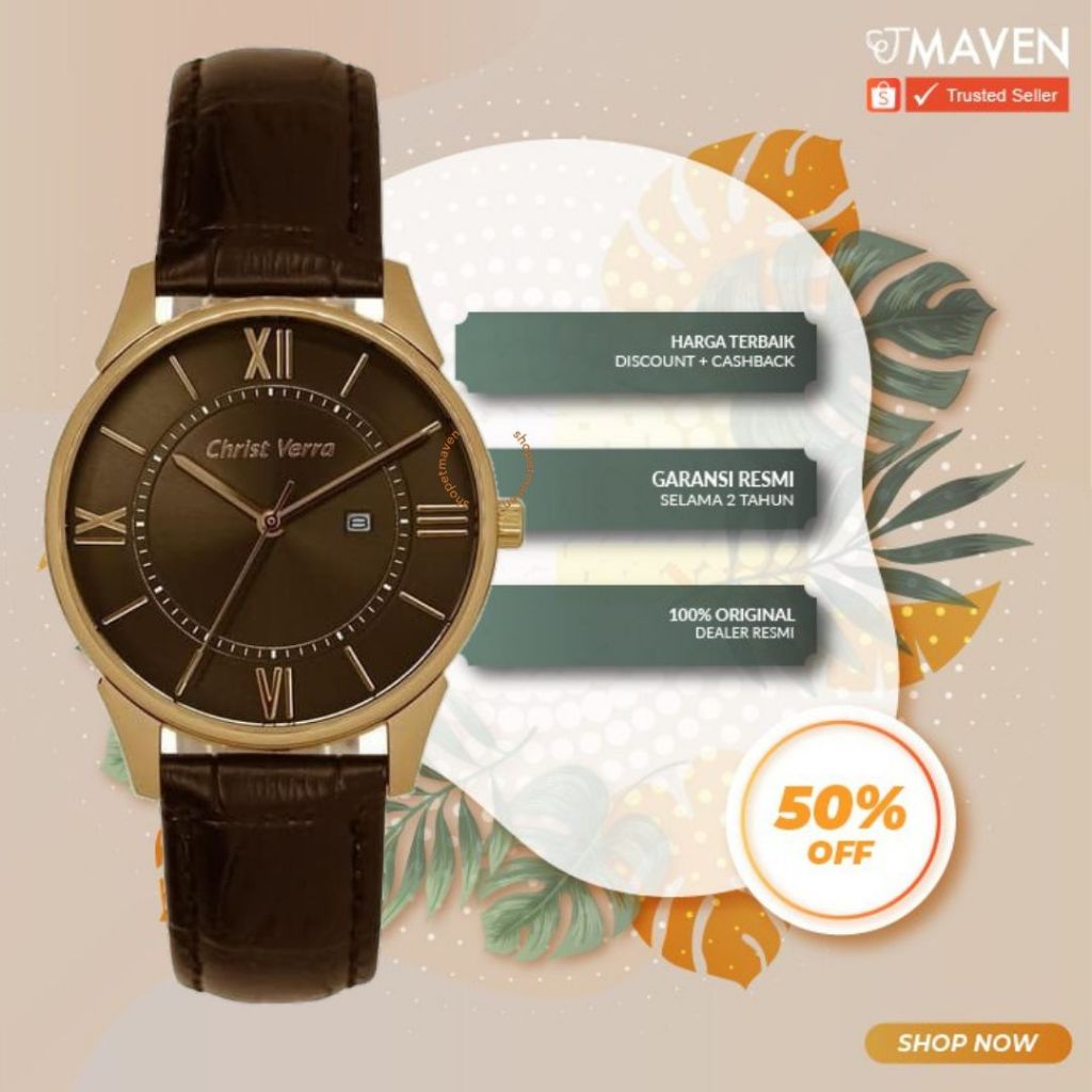 Jam tangan pria Christ Verra CV 71151 G-25 BRN