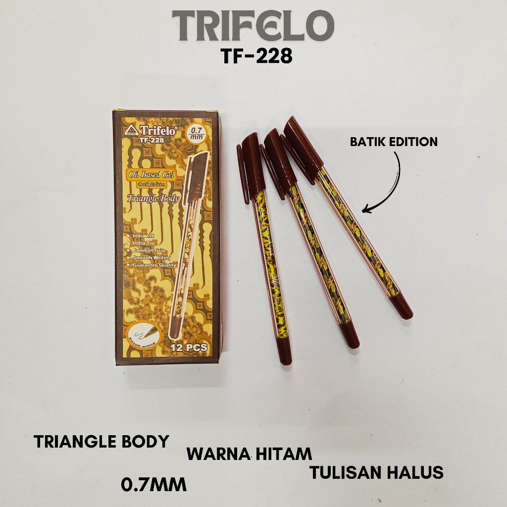 

Ballpoin TRIFELO TF-228 0.7 MM Batik Edition Warna Hitam India Ink Isi 12 Pcs