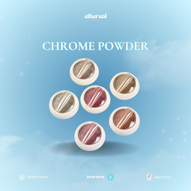 [Ethereal] Nail Chrome Powder | Mirror Chrome Powder | Bubuk Chrome | Gold Chrome Powder
