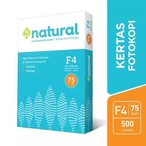 

Natural Kertas HVS Print Fotocopy folio F4 75 Gsm - 1 RIM 500 Lembar