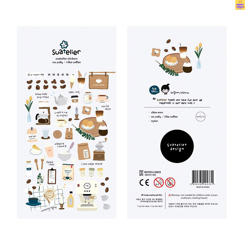 

Suatelier Original Korean Design Coffee Notebook Stickers Theme isi 1 lembar stiker cantik dekorasi