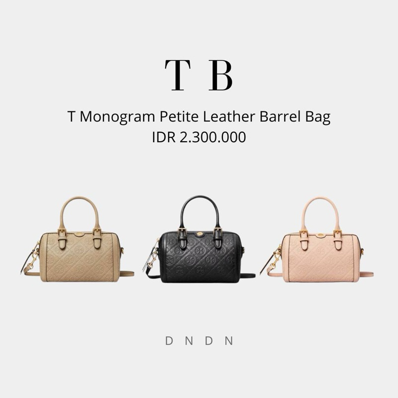 T Monogram Petite Leather Barrel Bag