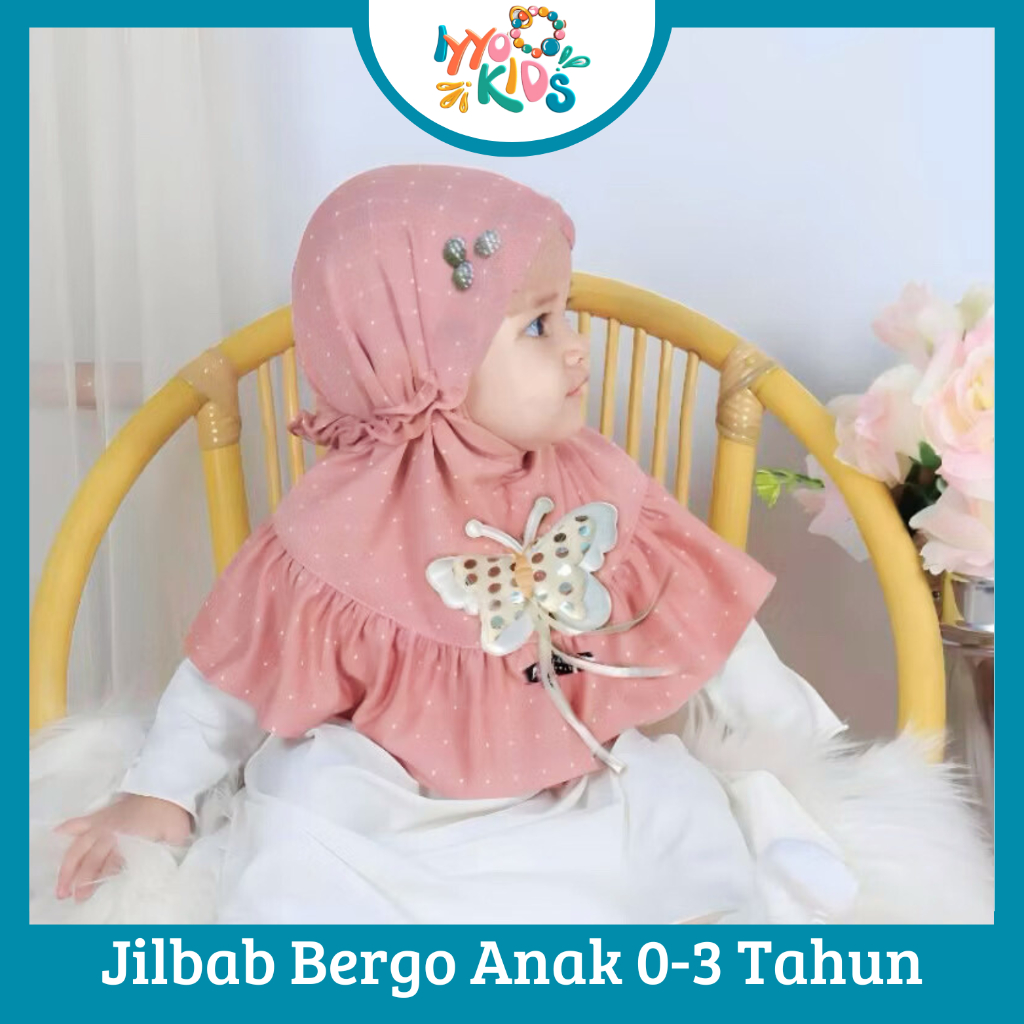 IYYO KIDS | Jilbab Hijab Bergo Anak Bayi Farasya Mariposa Premium Jersey Strada Ori Ada Labelnya 0-2