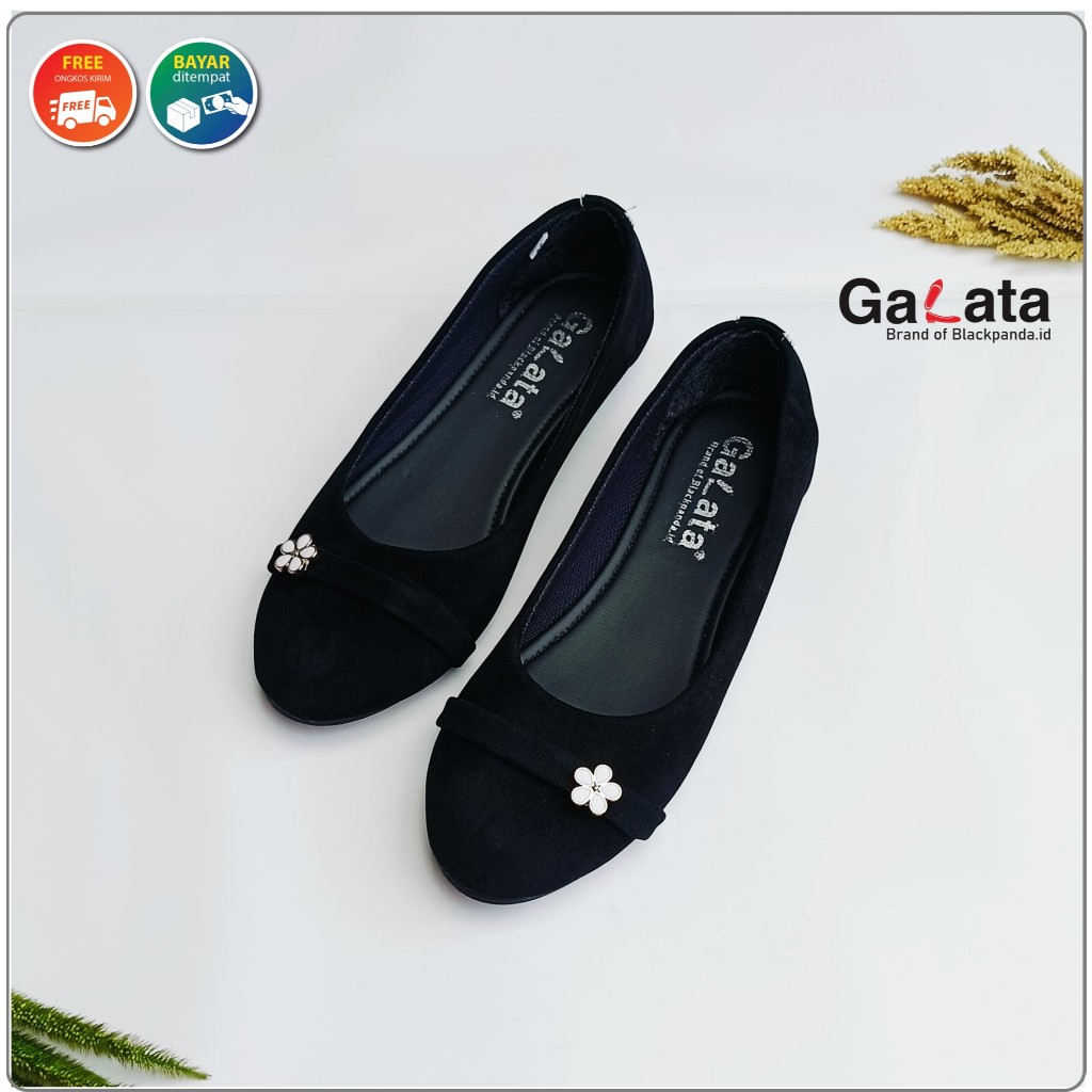 Sepatu Blackpanda Flona Bulat Bahan Beludru Sol Karet Anti Slip