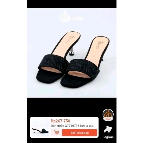 SANDAL HEELS WANITA SIZE 38 WARNA HITAM Donatello Brand