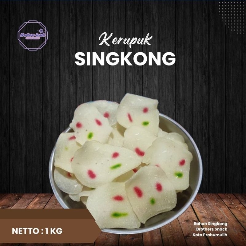 

KARAG Kerupuk Singkong/Ubi Kerupuk Sermier, Kerupuk Sadariah, Krecek Warna Bintik Tengah 1kg Mentah