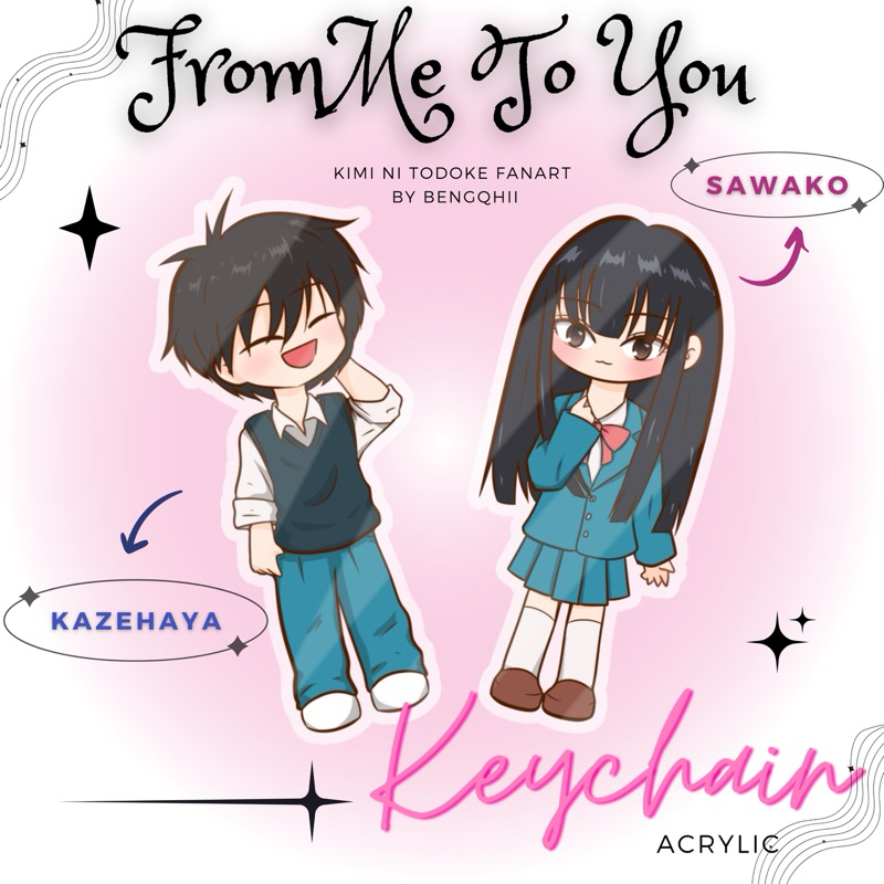 from me to you (anime kimi no todoke) sawako & kazehaya fanart keychain couple 2 sided akrilik by be