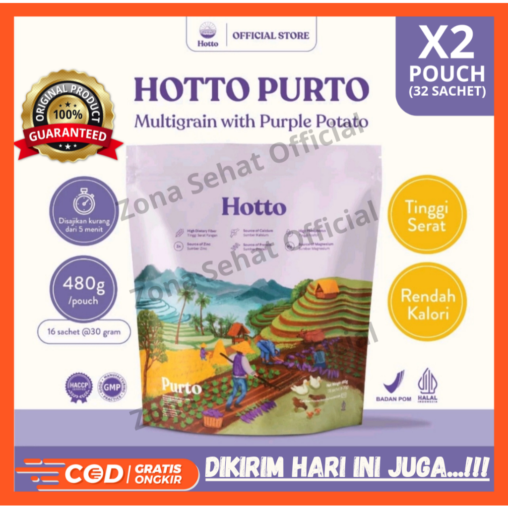 

HOTTO PURTO MULTIGRAIN (1 POUCH ISI 16 SACHET) With Purple Potato Ubi Ungu Original