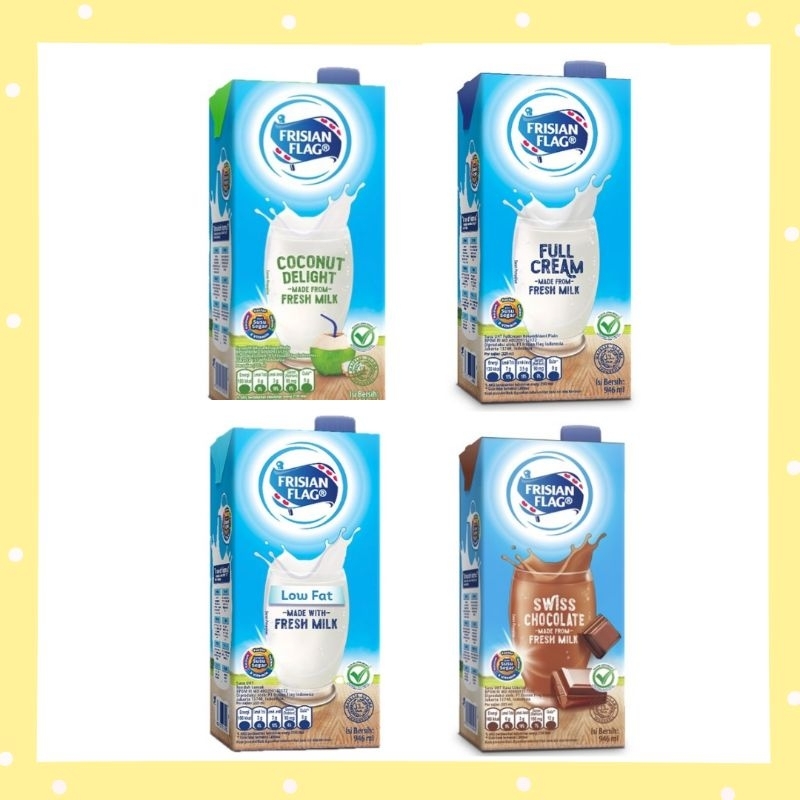 

Frisian Flag Susu UHT Full Cream, Low Fat, Coconut, Coklat 946ml