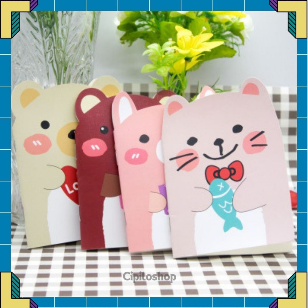 

Notebook A6 Animal Note Book Buku Catatan Memo Lucu Hewan Beruang Kucing Anjing