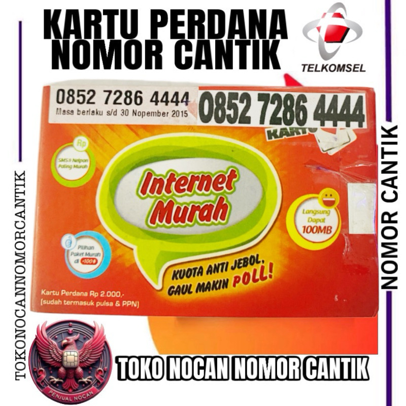 KARTU PERDANA  NOMOR CANTIK TELKOMSEL AS QUARTER 4444