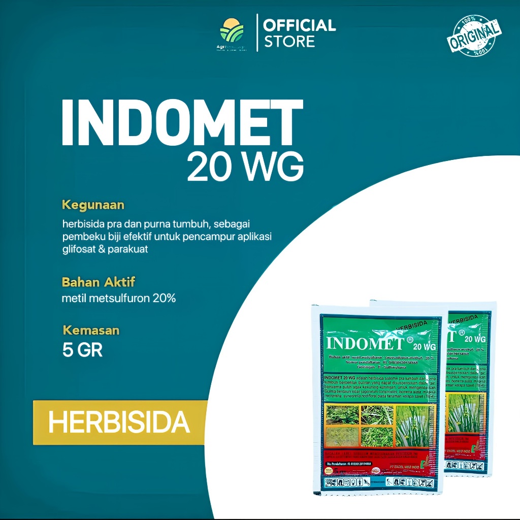 [ ORIGINAL 100% ] Metil Metsulfuron INDOMET 20WG 5GR herbisida selektif padi dan pembeku biji