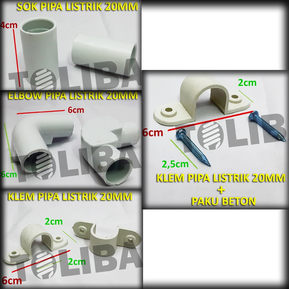 Sok 20mm / Sok Pipa Listrik /Sambungan Pipa Listrik untuk pipa conduit / Elbow 20mm / Keni Listrik /