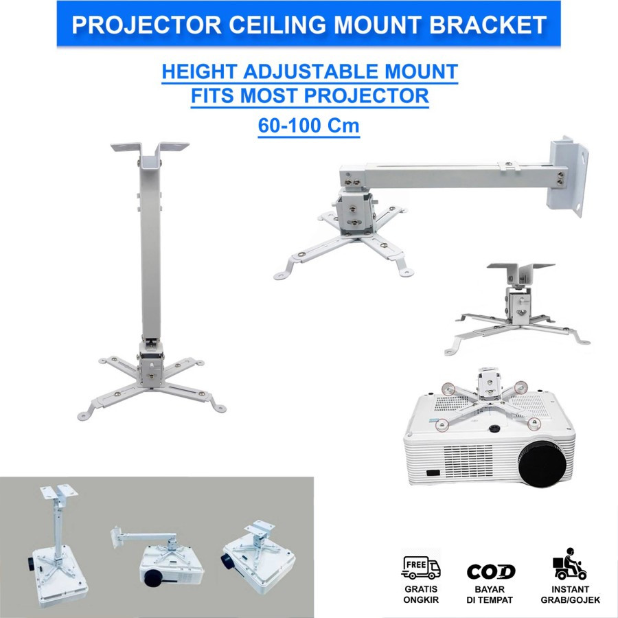 Bracket Projector/Proyektor Universal Wall Ceiling Overhead Mount Adjustable Height Bracket