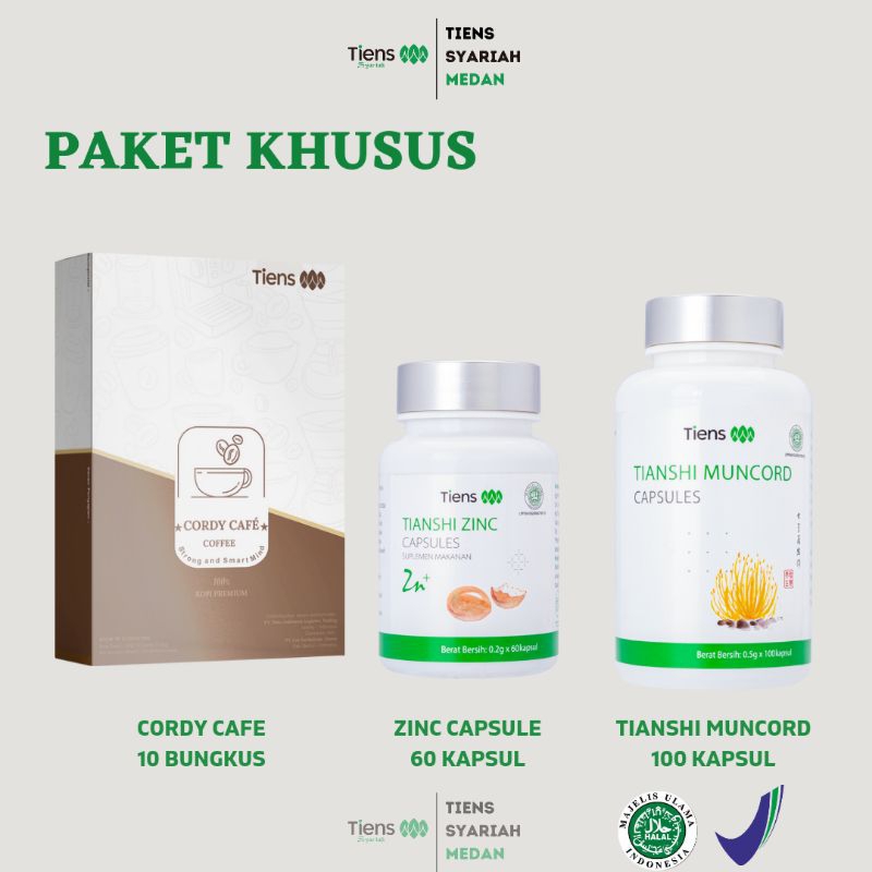 Tiens Paket Stamina Pria Cordy Cafe - Muncord - Zinc