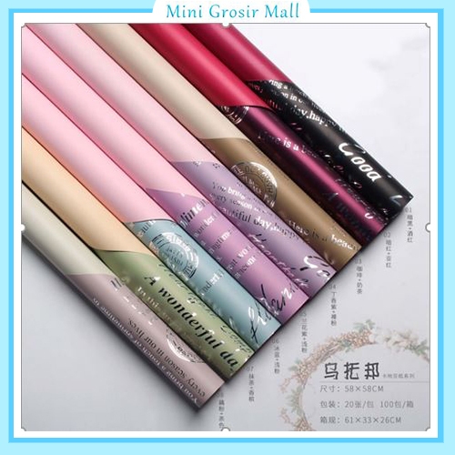 

20 Lembar Flower Wrapping Paper Bi Color Cellophane Pastel Kertas Buket Bunga Dua Warna KB6017