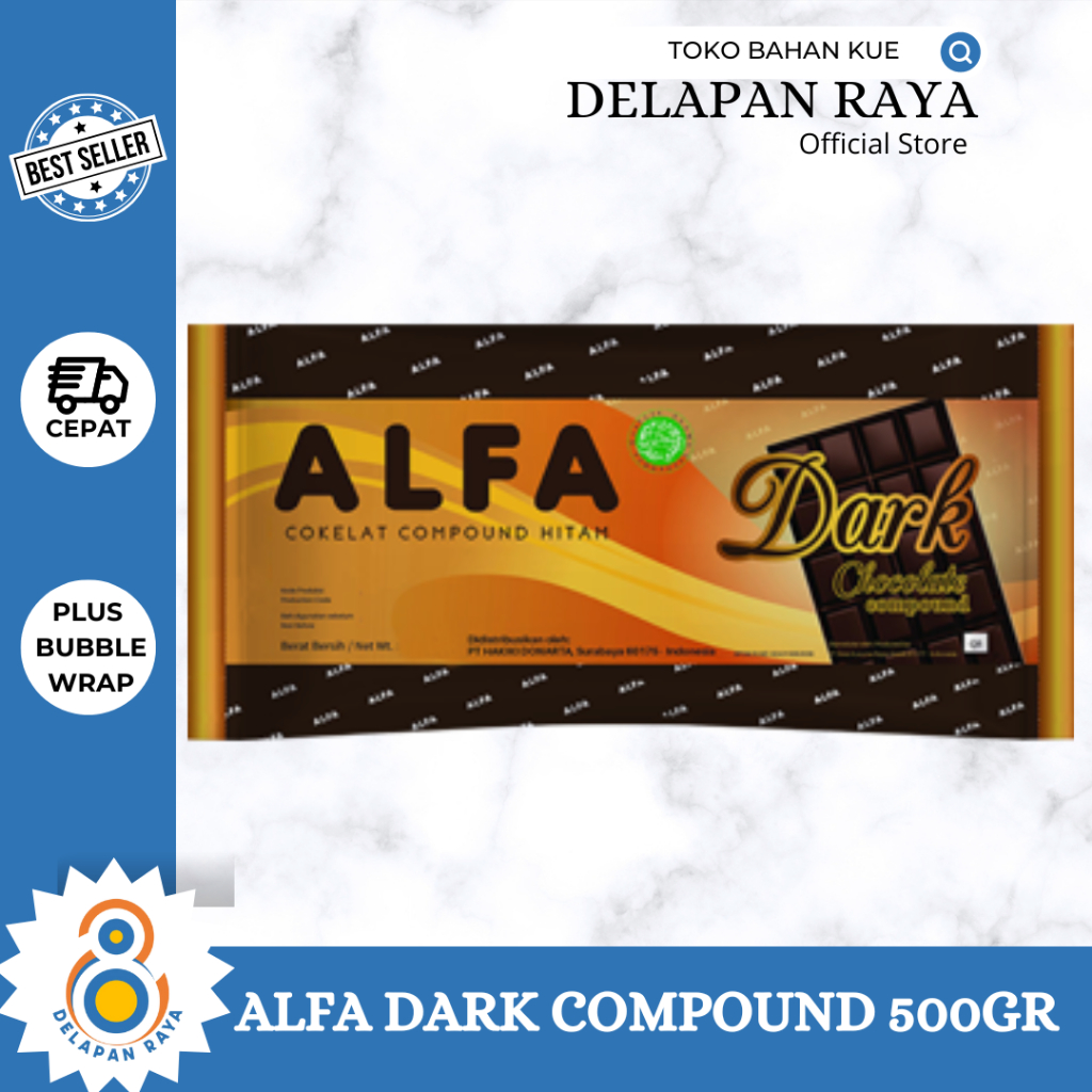 

ALFA DARK CHOCOLATE COMPOUND 500GR COKLAT BATANG -8Raya