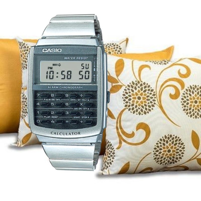 Jam tangan pria CASIO CA-506-1DF, Calculator watch, stainless steel, ORIGINAL, Bergaransi resmi Gila