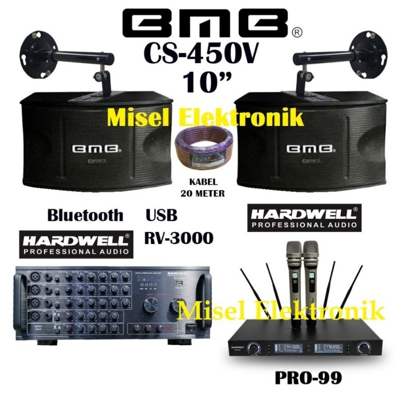 Paket Karaoke Rumahan Speaker 10 Inch BMB CS450V Hardwell RV 3000