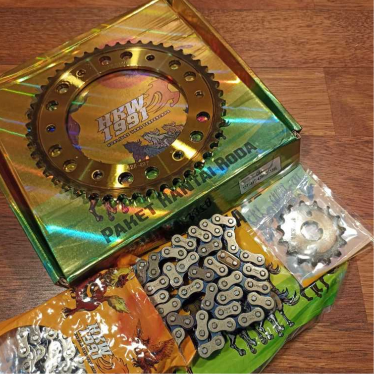 GEAR KOMPLIT GEAR PAKET CRF 150 SEPUHAN 428H 49T/15T 130L PREMIUM HKW1991