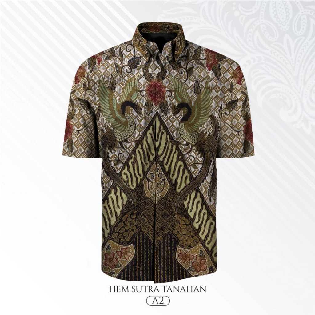 Kain hem batik tulis sutra batik tulis pria lengan pendek tanmalaka1114