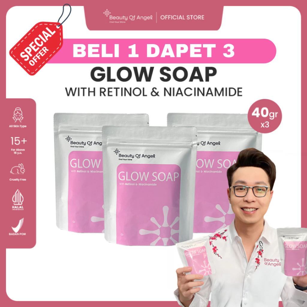 Glow Soap Sabun Pemutih Wajah Mengandung DNA Salmon & Collagen - Beauty Of Angel / PHYLLIA BELI 2 GR