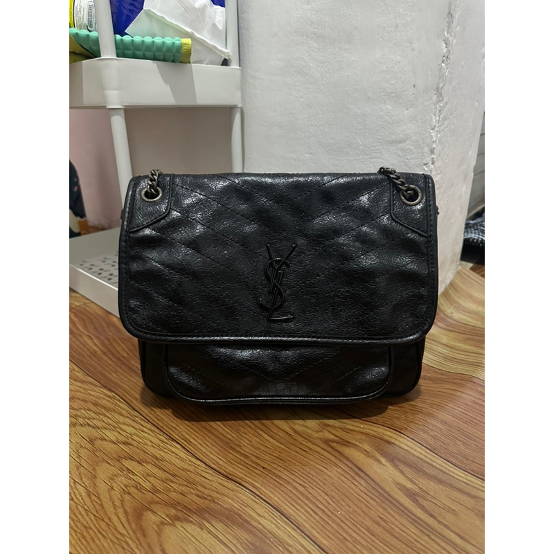 Tas preloved second ysl niki kulit asli hitam shoulder selempang