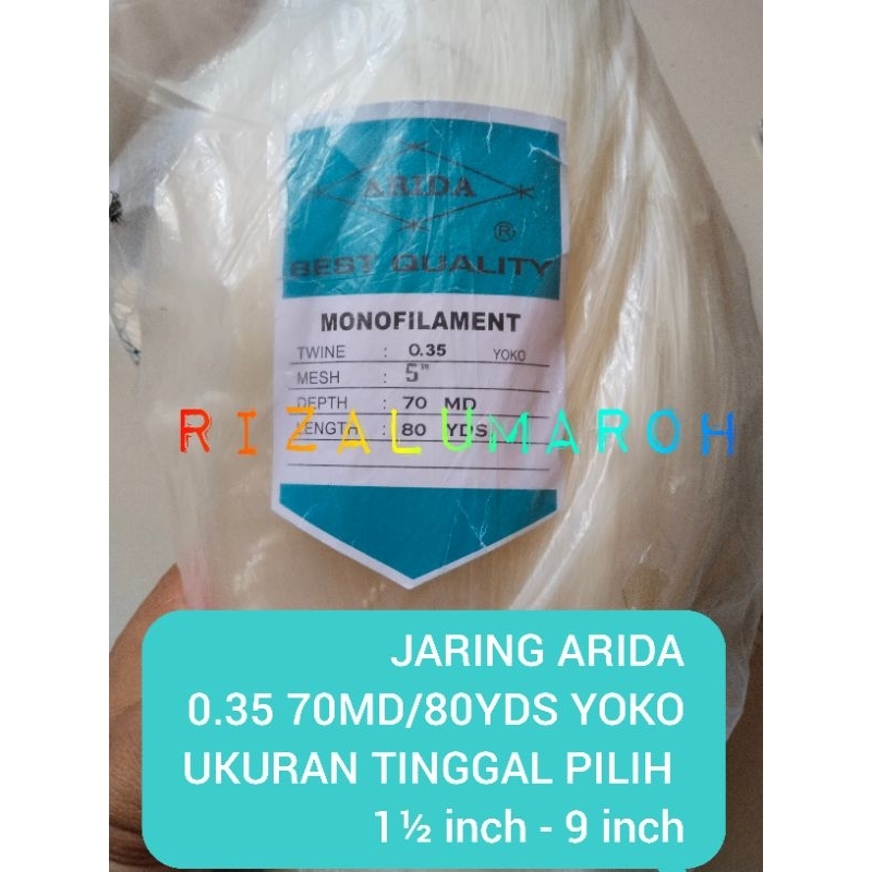 JARING IKAN ARIDA SENAR 0.35 70md/80yds YOKO UKURAN TINGGAL PILIH Jaring arida pukat ikan jaring ika