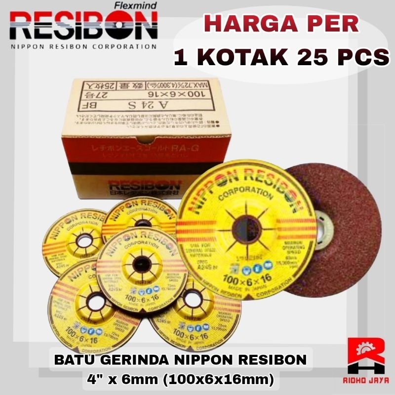 [1Kotak 25 Pcs] Mata Batu Gerinda Gurinda Poles 4" - Nippon Resibon / Kinik / WD 4 Inchi x 6 mm