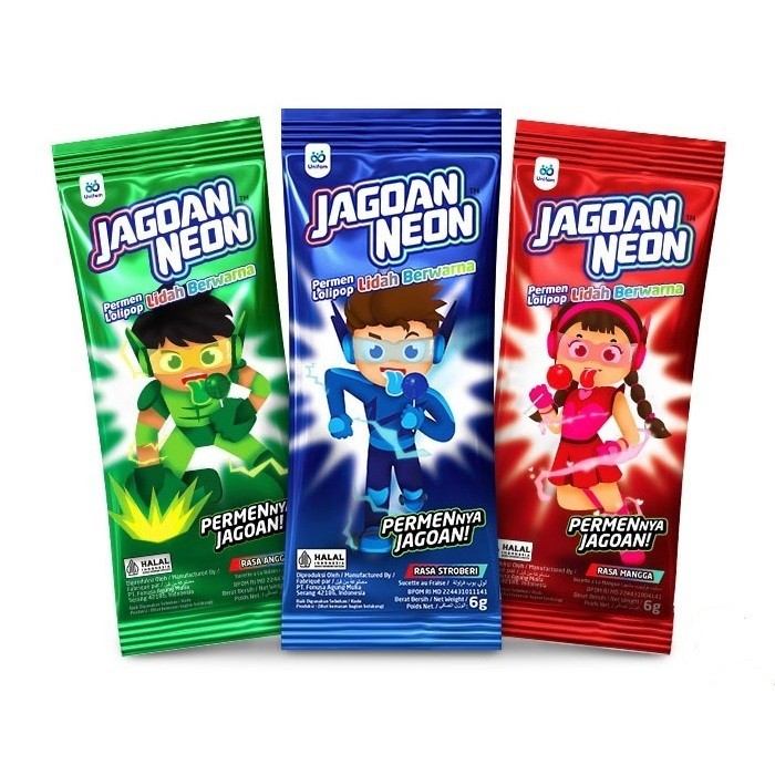 

PERMEN LOLLY JAGOAN NEON 1 pack isi 36pcs - 1 Karton isi 6 pack