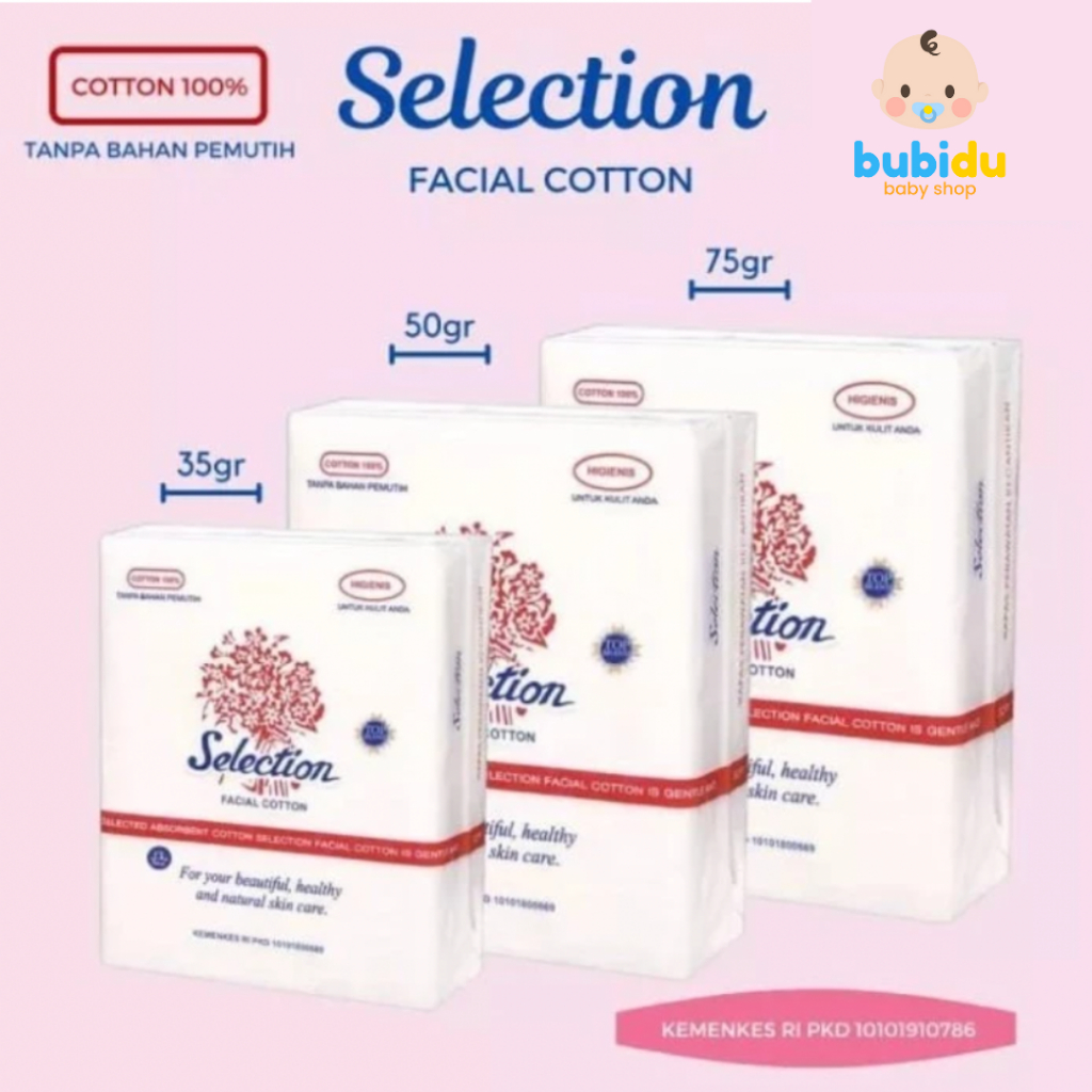 SELECTION Facial Cotton | Kapas Kecantikan Pembersih Muka Wajah Make Up 35gr 50gr 75gr Selection
